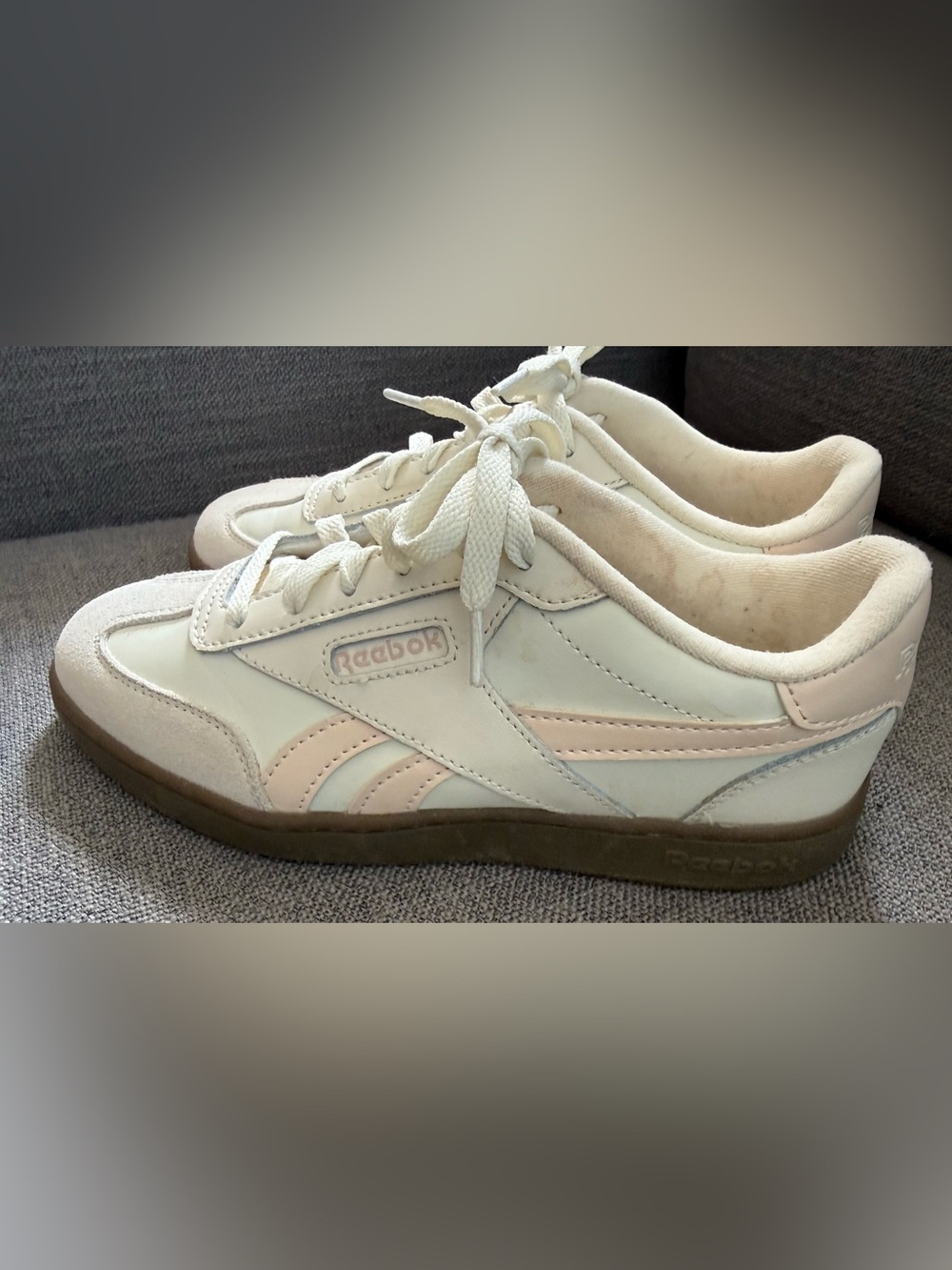 Reebok Forte Lounger Women's cream and light pink colorway sneaker